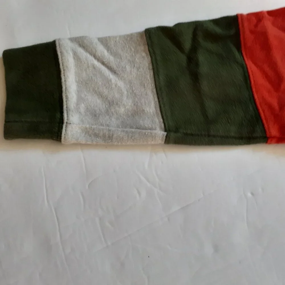 Oshkosh Boys Shirt Polo Green Orange Rugby Long Sleeve Stripe Size 6